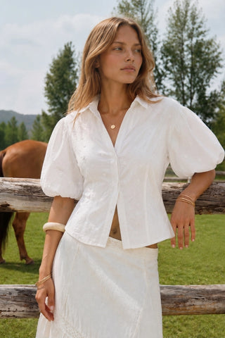Luna Embroidered Puff Sleeve Shirt