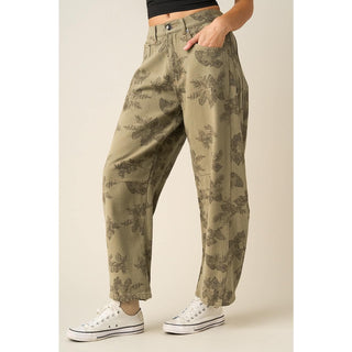 Mindy Floral Barrel Pants