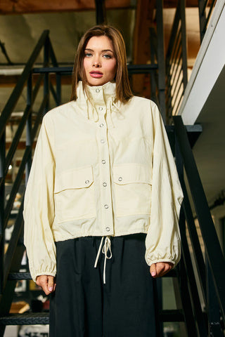 Utility High-Neck Windbreaker Jacket