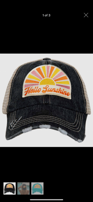 Hello Sunshine Black Trucker Hat